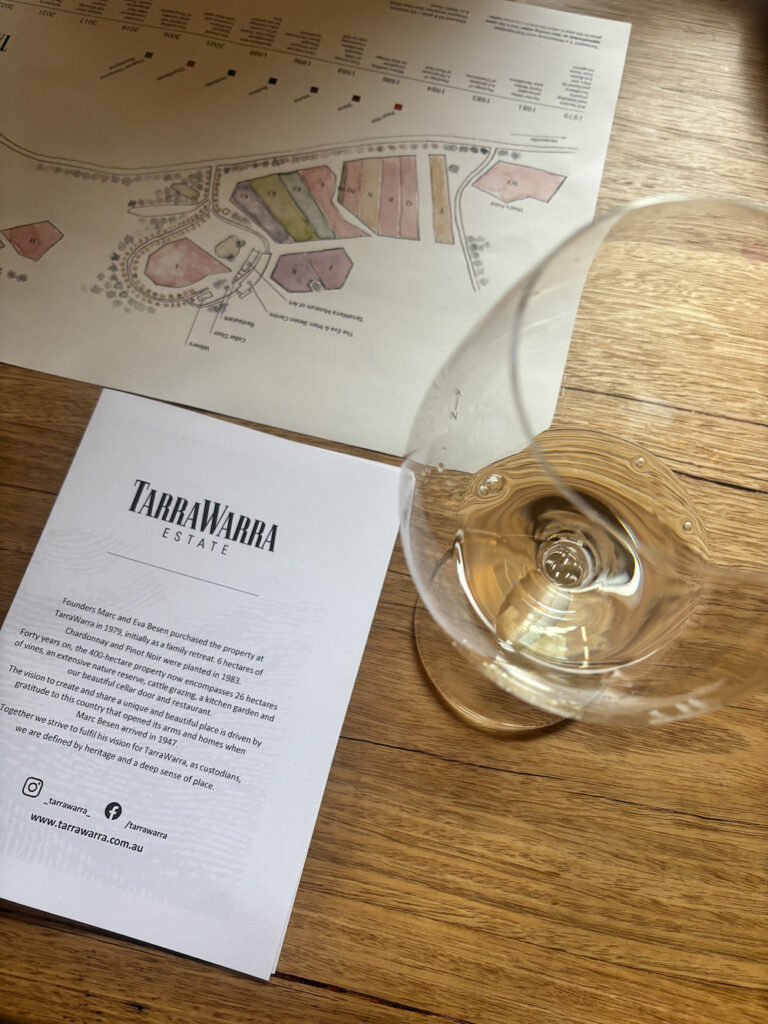 tarra warra wine glass and menu yarra valley